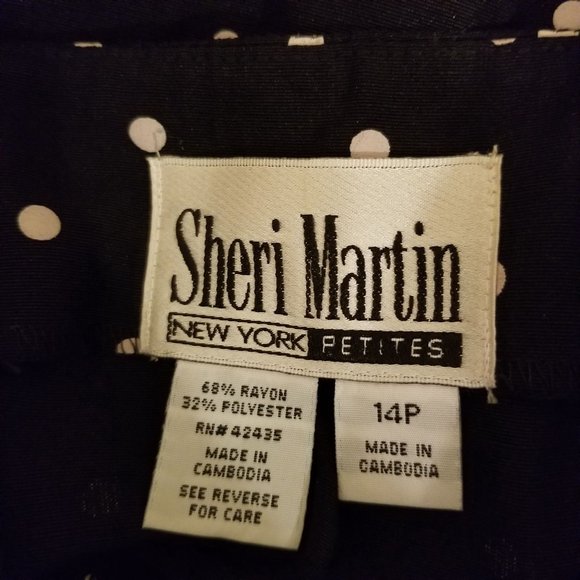 Sheri Martin 14P Black White Polka Dot Dress‎ Sleeveless Maxi Back Cut Out - Picture 3 of 5